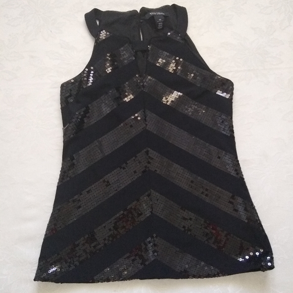 WHBM chevron sequins halter top keyhole - Picture 4 of 8